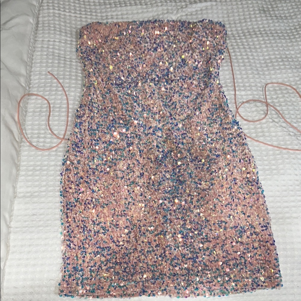 Sequin Strapless Mini Dress